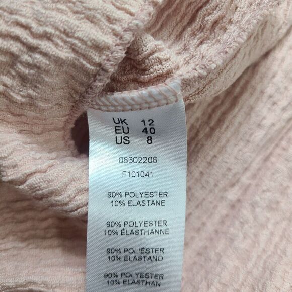 NEW ASOS Dress 8 Tall‎ Dusty Pink Textured Knit Short Sleeve V-Neck Pleated Midi - Picture 8 of 13